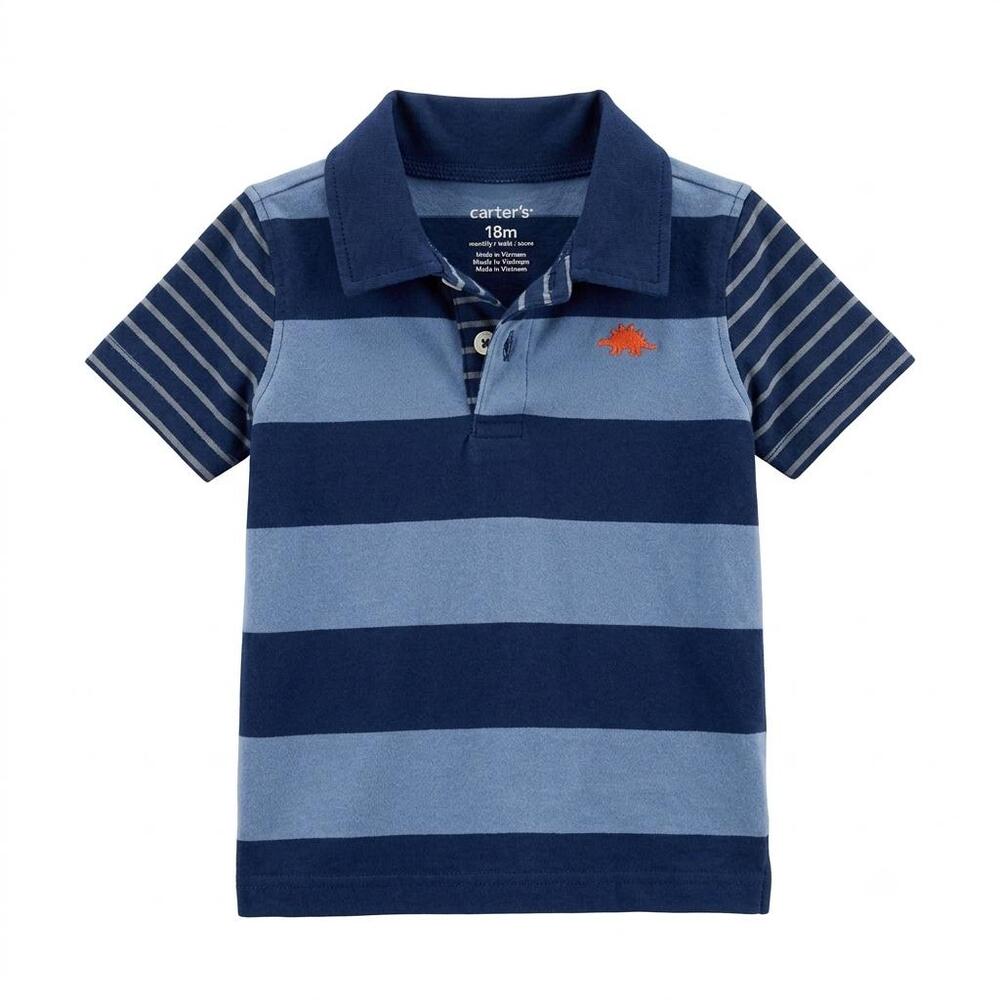 Carter’s Baby Boys Blue Striped Dinosaur Polo Shirt